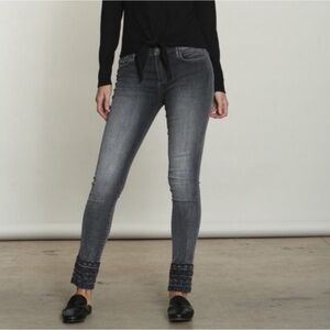 Driftwood Jackie Embroidered Hem Skinny Jeans Faded Black Sundance